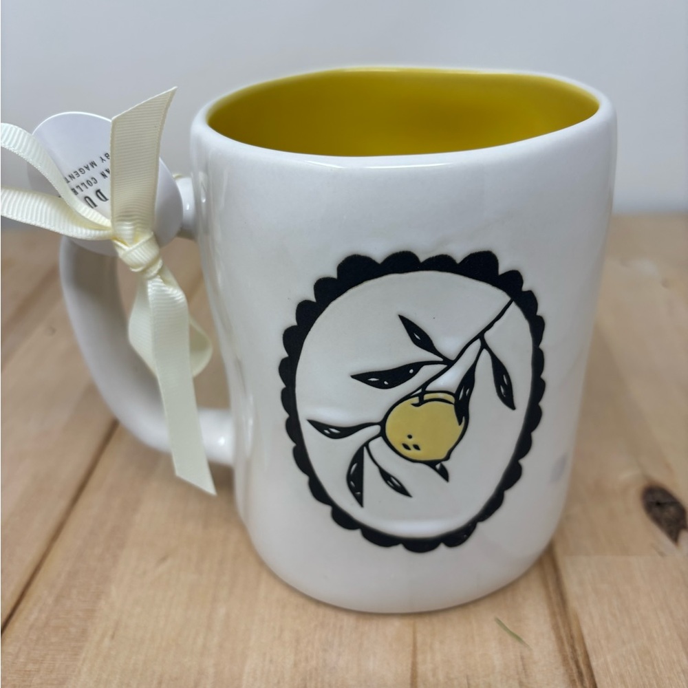 Rae Dunn CUP OF SUNSHINE Mug White Double Sided Yellow Inside Lemon Decor New - Picture 2 of 4